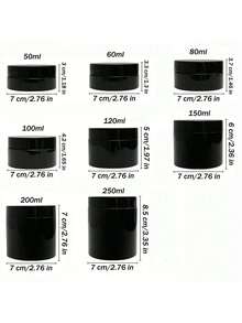 4pcs-Diameter 7 Centimeters,Black Plastic Jars With Lids, Cosmetic Containers Jars With Wide-Mouth For Slime, Beads, Rhinestones, Sequins Cosmetics, Lotion, Cream, Ointments And More ,There Are 8 Capacities To Choose From - Black - View 2