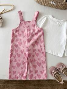 LMoss Kids Jumpsuit Bayi Perempuan Motif Hati Merah Muda yang Lucu dan Serbaguna untuk Musim Gugur/Dingin - Berwarna merah muda - View 4