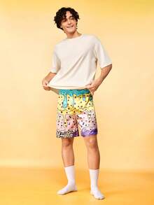 Notgurli 3-Color Pink And Yellow T-Back Men's Short Pajama Pants Vacation Summer Casual - Multicolor - View 6