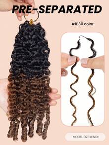 Boho Braids 渐变棕色羽毛钩编假发，缅甸卷发，100%真人发，预先分离，无结，隐形微环接发，钩编真人卷发，适合编发 - SNATURAL/30 - 查看 3