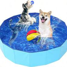 This Blue, Collapsible Pet Swimming Pool Is A Portable Outdoor Pool Suitable For Dogs To Swim And Cats To Play In. It's Large And Features A Drain For Easy Cleaning. Made Of Sturdy And Durable Material, It's Multi-Functional. - Blue - View 4