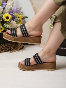 Platform Sandal Straps Yute Braids - Black - View 3