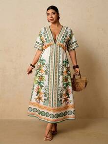 ado floral para mujer de talla grande.Vestidos de verano para mujer, vestidos envolventes, vestidos de resort, vestidos de verano para mujer de talla grande, vestidos de primavera para mujer - Multicolor 2 - Ver 5