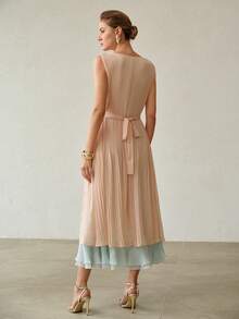MOTF PREMIUM SPRING/SUMMER ELEGANT GRADIENT DUAL-TONE PLEATED DRESS - Multicolor - View 4