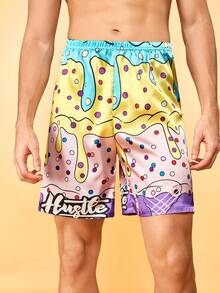 Notgurli 3-Color Pink And Yellow T-Back Men's Short Pajama Pants Vacation Summer Casual - Multicolor - View 5