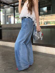 DAZY Women's Bowknot Rhinestone Embellished Loose Casual Pants - Blue - View 9