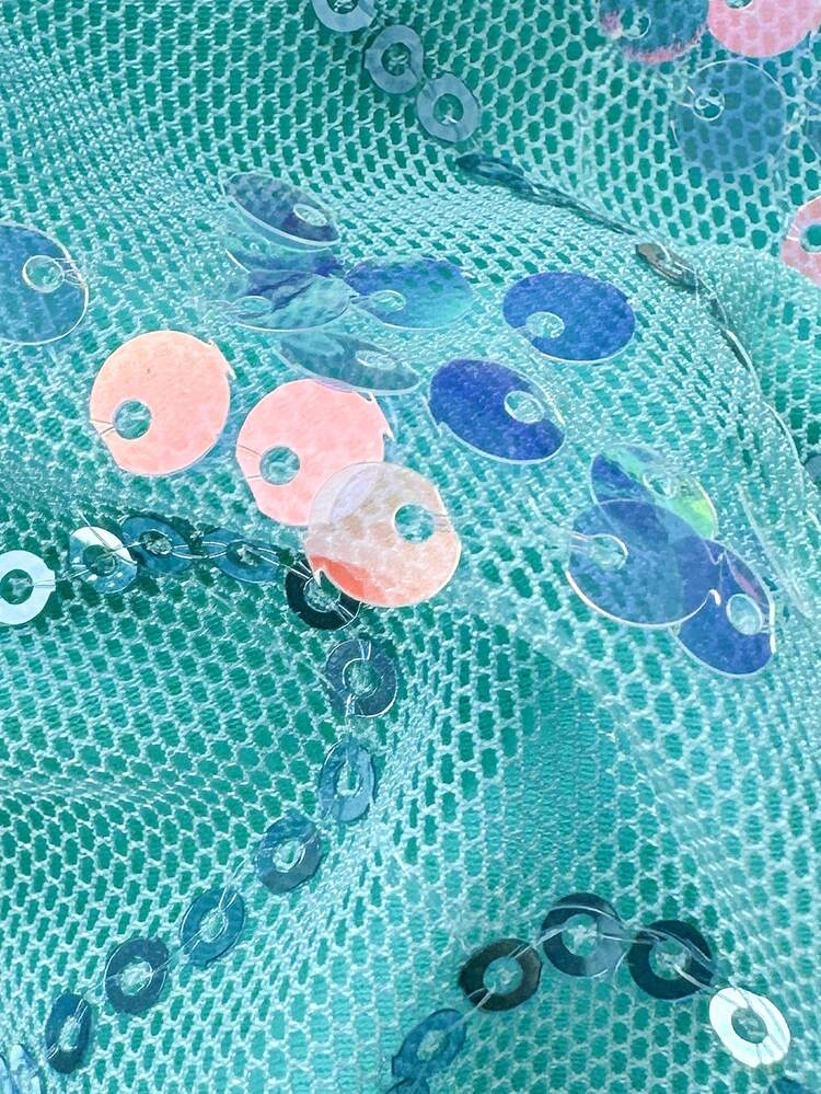 Costavie 夏季海灘女款亮片露背繫帶細肩帶上衣與三角泳褲比基尼套裝 - 藍色 - 查看 6