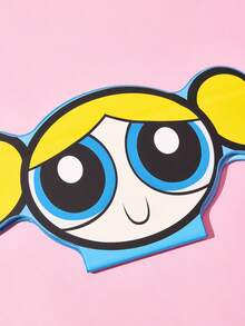 THE POWERPUFF GIRLS X SHEIN 1個PU皮革材質可愛卡通設計可折疊HD便攜式鏡子，可站立或手持，輕巧便攜，方便檢查化妝細節，適合旅行和通勤，特別適合女士、紳士、學生和粉絲，花朵、氣泡、毛茛、友誼、愛 - 藍色 - 查看 2