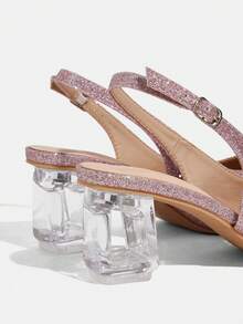 CUCCOO TILAWA Women's Crystal And Glass Rhinestone Pointed Pink High-Heeled Shoes, Suitable For Going Out, Banquets, Parties And Other Activities - Pink - View 4