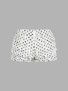 Skyraze Women's Boat Neck Sleeveless Bow Tie Polka Dot Waist Gathered Top And Shorts Sweet Two Pieces Set - White - View 10