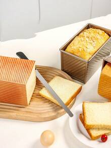 1 Standard Size Toast Mold, Black/Gold, Rectangular With Lid, Textured. Evenly Baked, Easy To Release. Kitchen Baking Tray, Bread Baking Pan, Kitchen Baking Accessory Is An Excellent Choice For Baking Bread On Weekends And Holidays. - Multicolor - View 4