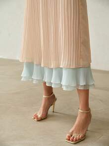 MOTF PREMIUM SPRING/SUMMER ELEGANT GRADIENT DUAL-TONE PLEATED DRESS - Multicolor - View 3