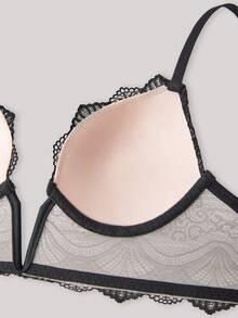 Hourtrue Bra underwire renda kerang - Hitam - View 5