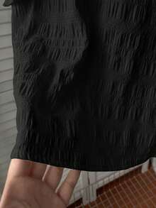 Rusticease Blusa casual minimalista adecuada para el verano - Negro - Ver 3