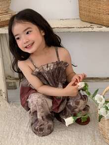 DAZY Baby Girls' Casual Vacation Allover Print Camisole And Loose Pants 2 Pieces Set Summer - Coffee Brown - View 5