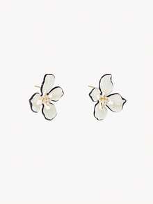Opalesca 18k Gold-Plated Flower Drop Glaze Earrings Temperament Versatile Earrings,Premium/Elegant/Classy/Dailywear/Minimalist,Pearl/Crystal,For Mom/Women/Girl/Mother,Engagement/Wedding/Promise,Summer/Beach/Prom/Party/Holiday/Vacation,Fairycore/Mermaid Core - White - View 6