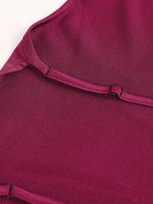Sweetra Top básico elegante de cuello alto y espalda con cordón elástico ajustable - Burdeos - Ver 5