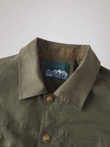 Chaqueta nueva de hombre para otoño/invierno OFFICEAU, chaqueta casual de moda versátil con cuello de solapa, chaqueta militar con botones y múltiples bolsillos en verde, chaqueta retro, de primavera a verano - Caqui - Ver 13