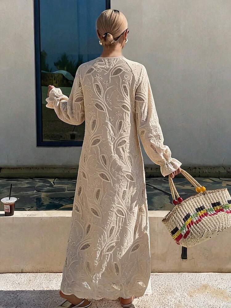 Women's Hollow Textured Elegant Long Dress