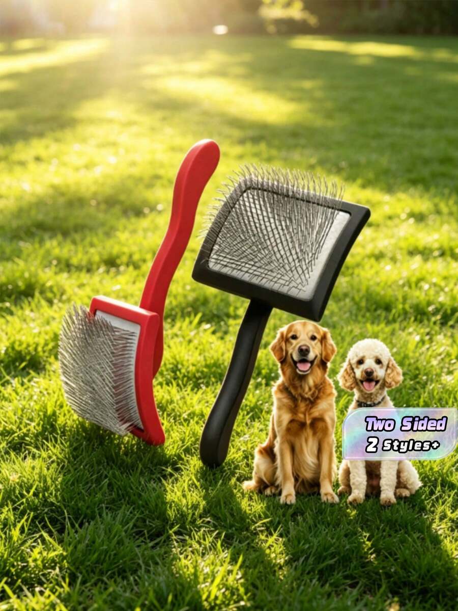 Dog Cat Slicker Brush Pet Grooming Comb For Shedding Fluff Styling Detangling Loose Undercoat Remover Gentle Skin Friendly For All Coat Types - Multicolor - View 1