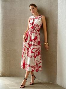 MOTF PREMIUM WOMEN'S SPRING/SUMMER LINEN BLEND STRUCTURED DESIGN MIDI DRESS - Multicolor - View 8