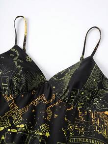 HARRY POTTER X SHEIN Women's Letter Print Casual Party Short Cami Dress - Black - View 3