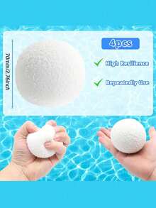 1pc Floating Pool Cleaner Ball 7cm Reusable Skimmer Sock For Hot Tub Spa Sand Filter System Absorbs Oil Debris Fine Particles Textured Surface Design Quick Water Absorption Easy Wash Durable Accessory For Summer Swimming Outdoor Maintenance Supplies - Multicolor - View 4