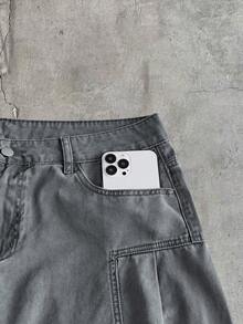 AXEPEAK Quần dài cotton twill giặt mài màu xám phong cách casual sang trọng nhẹ nhàng - Xám - Xem 7