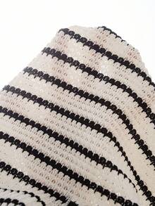 SHEIN 3pcs/Set Baby Girl Summer New Knit Textured Camisole Crop Top, Hollow Knit Fabric Long Sleeveless Cardigan With Waist Belt, Casual Loose White Minimalist Sporty Versatile Vacation Streetwear - Black and White - View 8