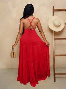 BamGleam 2025 New Women's Yellow Long Sexy Slip Dress – Perfect For Vibrant Vacations, Beach Getaways, And Everyday Comfort - Red - View 2