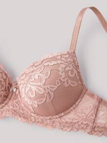 Floral Lace Underwire Bra Lingeriefor Summerfor Summer - Dusty Pink - View 4