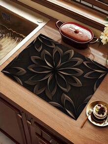 1PC Diatomaceous Earth Absorbent Mat Dark Brown Mandala Floral Print Non Slip Quick Drying Countertop Protector Mat Multipurpose Kitchen Coffee Machine Stove Top Cover Mat For Sink Washing Machine Counter Home Decor - Multicolor - View 7