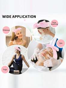 6-Pack Spa Cosmetic & Face-Washing Microfiber Bow Hairbands - Soft And Comfortable Face-Washing Hairbands - Pink - View 2