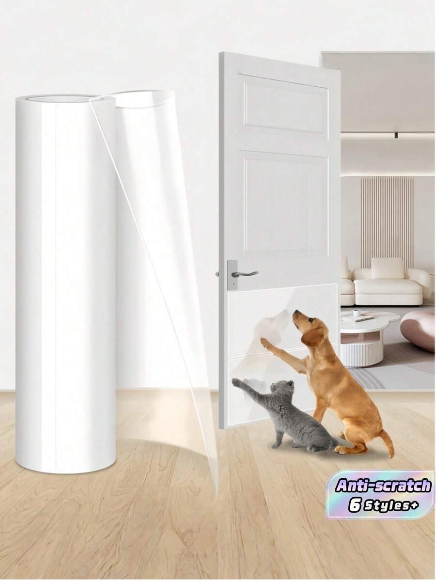 1PC Self Adhesive Transparent Cat Scratch Protector Furniture Tape For Sofa Dog Training Removable No Residue Heavy Duty Anti Scratch Pet Couch Protector Invisible Home Decor Household Supplies Anti Puncture Tear Resistant Easy To Cut High Viscosity Pet Furniture Protection Training Aid - multicolor - View 1