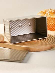 1 Standard Size Toast Mold, Black/Gold, Rectangular With Lid, Textured. Evenly Baked, Easy To Release. Kitchen Baking Tray, Bread Baking Pan, Kitchen Baking Accessory Is An Excellent Choice For Baking Bread On Weekends And Holidays. - Multicolor - View 7