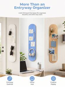 Haus Hana 1PC Self-Adhesive Felt Bulletin Board, Soft Felt With Vertical Striped Texture, No-Drill Pin-Up Design For Displaying Photos And Notes, Wall Storage Panel For Home Dorm Office Layout And Occasion Gift Selection. - multicolor - View 12