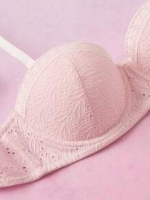 Elorette Pastoral Romantic Water-Soluble Floral Printed Underwire Bra For Women - Pink - View 8