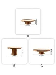 1pc Rustic Wooden Cake Stand, Dessert Display Tray With Wood Base, Multi-Use Serving Plate For Cupcake, Fruit & Snacks, Home Wedding Party Decor - Multicolor - View 3