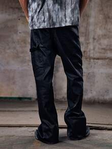 Skyrend Men's Casual Versatile Simple Solid Color Jeansemo - Black - View 2