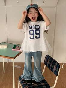 DAZY 女童圓領休閒荷葉邊無袖T恤 夏季款 - 白色 - 查看 7