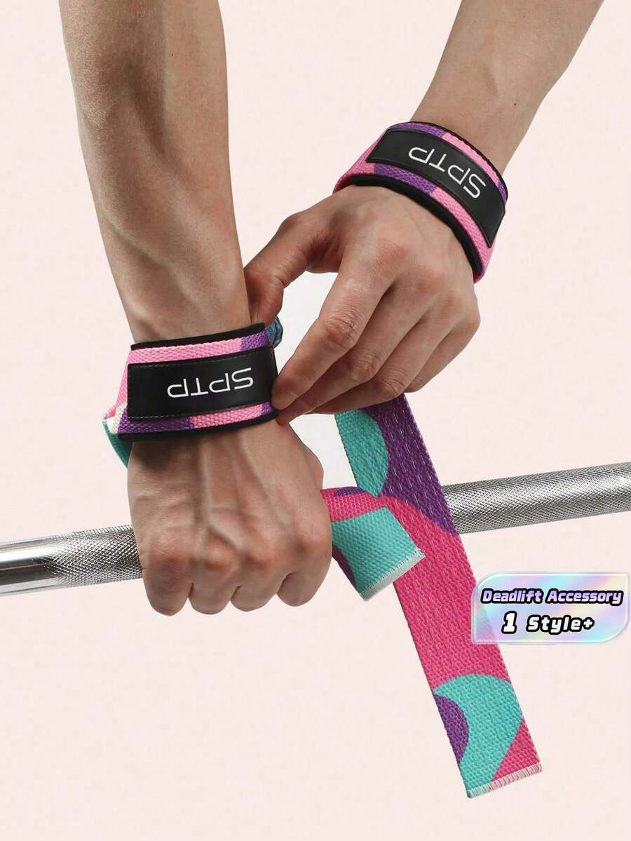 1PC Of Camouflage Wristbands, With Anti-Slip Design And Supportive Structure, Suitable For Weightlifting, Deadlifts, Gym Strength Training, Fitness Exercises, Sports Training, Fashionable Sports Accessories, Featuring Camouflage Patterns - Red Violet - View 1