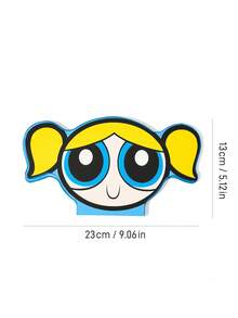 THE POWERPUFF GIRLS X SHEIN 1個PU皮革材質可愛卡通設計可折疊HD便攜式鏡子，可站立或手持，輕巧便攜，方便檢查化妝細節，適合旅行和通勤，特別適合女士、紳士、學生和粉絲，花朵、氣泡、毛茛、友誼、愛 - 藍色 - 查看 4