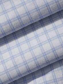 DAZY 2pcs/Set Women's Pajama Set With Pleated Plaid Fabric, Contrast Color Wavy Trim, Decorative Neckline And Tie - Blue - View 8