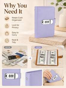 Haus Hana Password Lock Savings Book Storage Bag, Round Buckle Password Lock Mirror Savings Book, Magnetic Buckle Savings Book, Cash Savings Book, Can Hold Cash Storage Bag, Savings Clip, Money Book, Storage Book, Can Hold Banknotes, Commemorative Banknotes - Multicolor - View 5