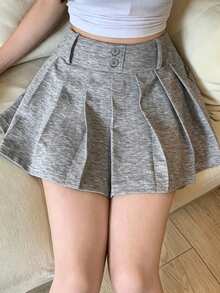 Joudiya Women's Pleated Mini Skirt, Fashionable For Spring & Summer - Light Grey - View 15