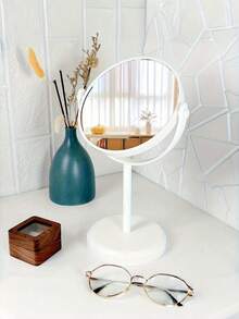 European-Style Matt Double-Sided Tabletop Make-Up Mirror; Large Princess-Style Dressing Table Mirror With Stand; Ideal For Blackhead Removal And Precise Make-Up Application; An Elegant Tabletop Make-Up Mirror Suitable For Homes - Black - View 2