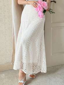 DAZY Women's Lace Embroidered Casual Versatile Date & Outing Skirt - White - View 2