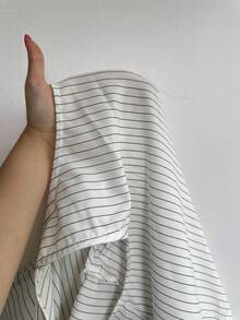 SHEIN EZwear 大尺碼女款條紋針織抓皺繫帶不對稱下擺T恤 - 白色 - 查看 8