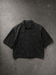 NEON BLANC Men's Twill D-Ring Buckle Short Sleeve Shirt - Black - View 1