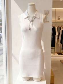 GlowEve Solid Color Fitted Button Front Sleeveless Midi Dress, Spring/Summer - Multicolor - View 4